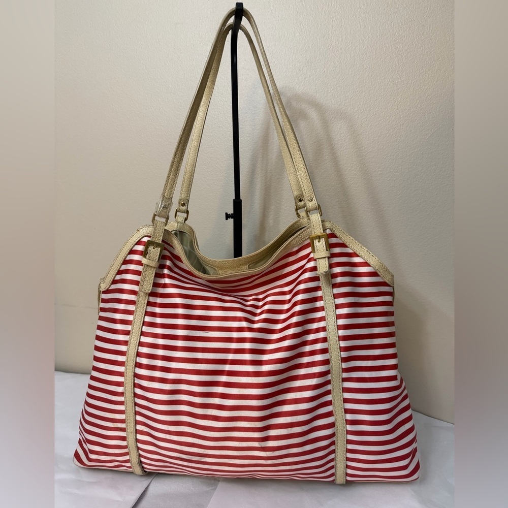 Kate Spade Red and Cream Striped Tote